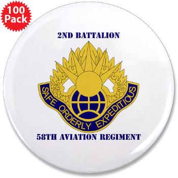 2B58AR - M01 - 01 - DUI - 2nd Battalion,58th Aviation Regiment with Text - 3.5" Button (100 pack)
