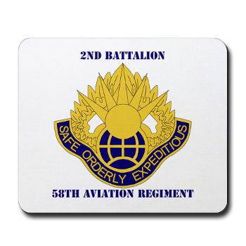2B58AR - M01 - 03 - DUI - 2nd Battalion,58th Aviation Regiment with Text - Mousepad