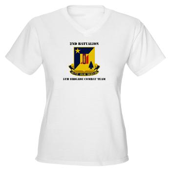 2B5BC - A01 - 04 - DUI - 2nd Bn 5th Brigade Combat Team with Text Women's V-Neck T-Shirt