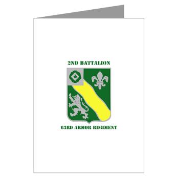 2B63AR - M01 - 02 - DUI - 2nd Battalion - 63rd Armor Regiment with Text - Greeting Cards (Pk of 10)