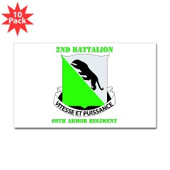 2B69AR - M01 - 01 - DUI - 2nd Bn - 69th Armor Regt with Text Sticker (Rectangle 10 pk)