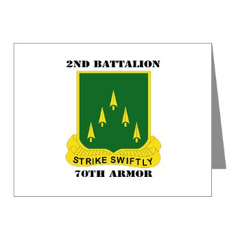 2B70A - M01 - 02 - SSI - 2nd Battalion, 70th Armor with Text - Note Cards (Pk of 20)