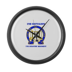 2B7IR - M01 - 03 - DUI - 2nd Bn - 7th Infantry Regt with Text - Large Wall Clock