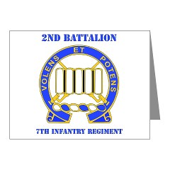 2B7IR - M01 - 02 - DUI - 2nd Bn - 7th Infantry Regt with Text - Note Cards (Pk of 20)