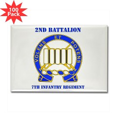 2B7IR - M01 - 01 - DUI - 2nd Bn - 7th Infantry Regt with Text - Rectangle Magnet (100 pack)
