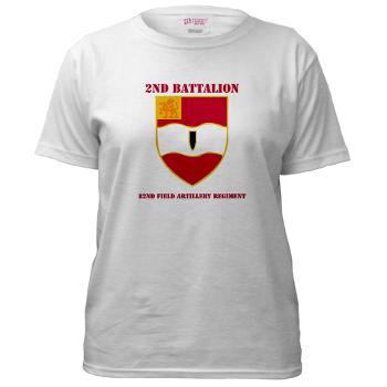 2B82FAR - A01 - 04 - DUI - 2nd Bn - 82nd FA Regt with Text - Women's T-Shirt