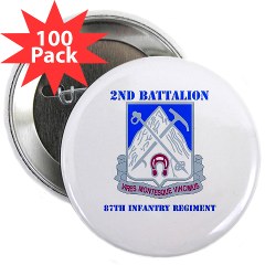 2B87IR - M01 - 01 - DUI - 2nd Bn - 87th Infantry Regt with Text 2.25" Button (100 pack)