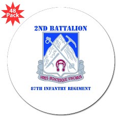 2B87IR - M01 - 01 - DUI - 2nd Bn - 87th Infantry Regt with Text 3" Lapel Sticker (48 pk)