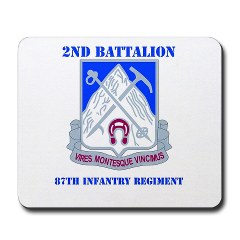 2B87IR - M01 - 03 - DUI - 2nd Bn - 87th Infantry Regt with Text Mousepad