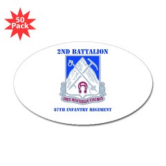 2B87IR - M01 - 01 - DUI - 2nd Bn - 87th Infantry Regt with Text Sticker (Oval 50 pk)