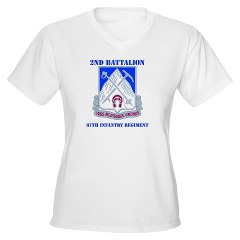 2B87IR - A01 - 04 - DUI - 2nd Bn - 87th Infantry Regt with Text Women's V-Neck T-Shirt