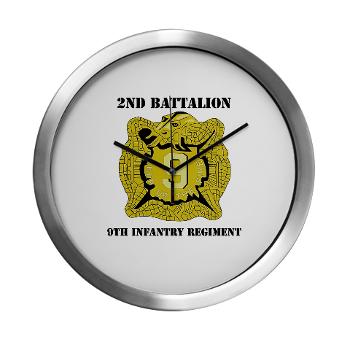 2B9IR - M01 - 03 - DUI - 2nd Bn - 9th Infantry Regt with Text - Modern Wall Clock - Click Image to Close