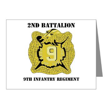 2B9IR - M01 - 02 - DUI - 2nd Bn - 9th Infantry Regt with Text - Note Cards (Pk of 20)