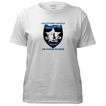 2BA2AR - A01 - 04 - DUI - 2nd Bn (Assault) - 2nd Avn Regt with Text - Women's T-Shirt - Click Image to Close