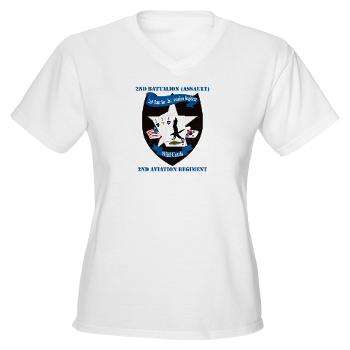 2BA2AR - A01 - 04 - DUI - 2nd Bn (Assault) - 2nd Avn Regt with Text - Women's V-Neck T-Shirt