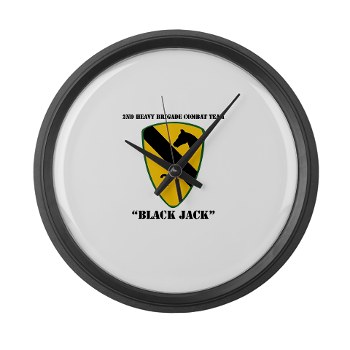 2BCT - M01 - 03 - DUI - 2nd Heavy BCT - Black Jack with text - Large Wall Clock