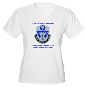 2BCT2BSTB - A01 - 04 - DUI - 2nd Bde - Special Troops Bn with text Women's V-Neck T-Shirt