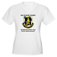 2BCTS2BCTSTB - A01 - 04 - DUI - 2nd BCT - Special Troops Bn with Text - Women's V-Neck T-Shirt