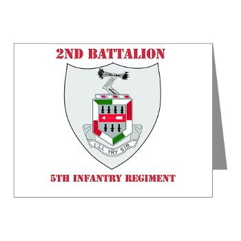 2BN5IR - M01 - 02 - DUI - 2nd Bn - 5th Infantry Regt with Text - Note Cards (Pk of 20)