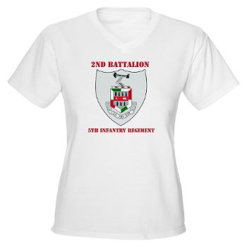 2BN5IR - A01 - 04 - DUI - 2nd Bn - 5th Infantry Regt with Text - Women's V-Neck T-Shirt