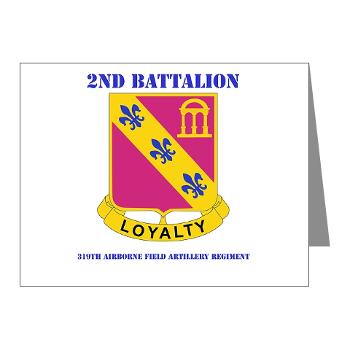 2Bn319AFAR - M01 - 02 - DUI - 2nd Bn - 319th Airborne FA Regt with Text - Note Cards (Pk of 20)