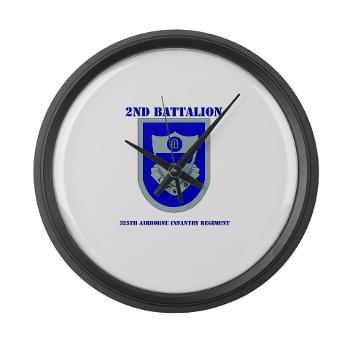 2Bn325AIR - M01 - 03 - DUI - 2nd Bn - 325th Airborne Infantry Regt with Text - Large Wall Clock