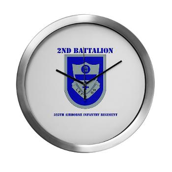 2Bn325AIR - M01 - 03 - DUI - 2nd Bn - 325th Airborne Infantry Regt with Text - Modern Wall Clock