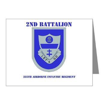 2Bn325AIR - M01 - 02 - DUI - 2nd Bn - 325th Airborne Infantry Regt with Text - Note Cards (Pk of 20)