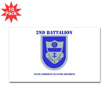 2Bn325AIR - M01 - 01 - DUI - 2nd Bn - 325th Airborne Infantry Regt with Text - Sticker (Rectangle 10 pk)