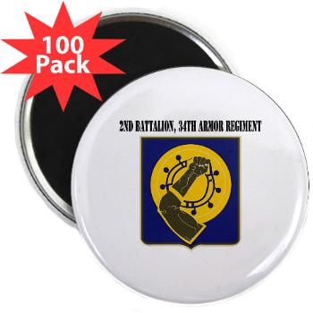 2Bn34AR - M01 - 01 - 2nd Battalion, 34th Armor Regiment with Text - 2.25" Magnet (100 pack) - Click Image to Close