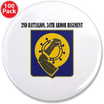 2Bn34AR - M01 - 01 - 2nd Battalion, 34th Armor Regiment with Text - 3.5" Button (100 pack) - Click Image to Close