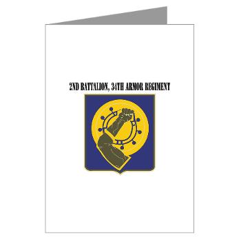 2Bn34AR - M01 - 02 - 2nd Battalion, 34th Armor Regiment with Text - Greeting Cards (Pk of 10) - Click Image to Close