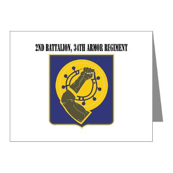 2Bn34AR - M01 - 02 - 2nd Battalion, 34th Armor Regiment with Text - Note Cards (Pk of 20)