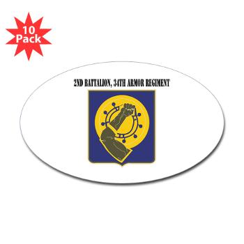 2Bn34AR - M01 - 01 - 2nd Battalion, 34th Armor Regiment with Text - Sticker (Oval 10 pk)