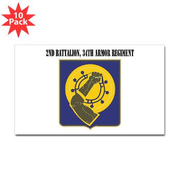 2Bn34AR - M01 - 01 - 2nd Battalion, 34th Armor Regiment with Text - Sticker (Rectangle 10 pk)