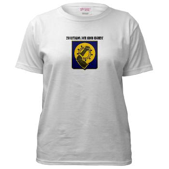 2Bn34AR - A01 - 04 - 2nd Battalion, 34th Armor Regiment with Text - Women's T-Shirt