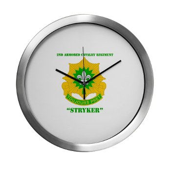 2CR - M01 - 03 - DUI - 2nd Armored Cavalry Regiment (Stryker) with Text Modern Wall Clock