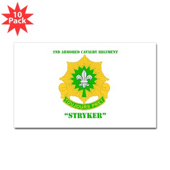 2CR - M01 - 01 - DUI - 2nd Armored Cavalry Regiment (Stryker) with Text Sticker (Rectangle 10 pk)