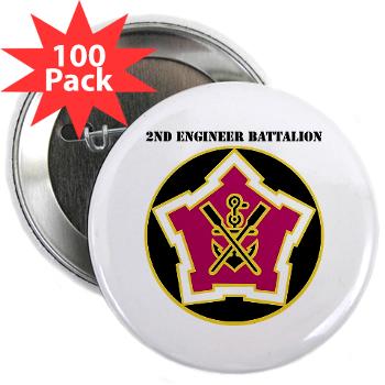 2EB - M01 - 01 - DUI - 2nd Engineer Battalion with Text 2.25" Button (100 pack)