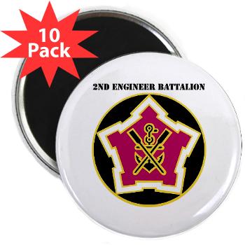 2EB - M01 - 01 - DUI - 2nd Engineer Battalion with Text 2.25" Magnet (10 pack)