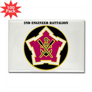 2EB - M01 - 01 - DUI - 2nd Engineer Battalion with Text Rectangle Magnet (100 pack)