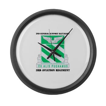 2GSB3AR - M01 - 03 - DUI - 2nd GS Battalion - 3rd Aviation Regt with Text - Large Wall Clock