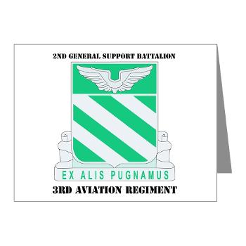 2GSB3AR - M01 - 02 - DUI - 2nd GS Battalion - 3rd Aviation Regt with Text - Note Cards (Pk of 20)
