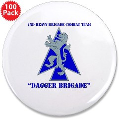 2HBCTDB - M01 - 01 - DUI - 2nd HBCT - Dagger Brigade with text 3.5" Button (100 pack)