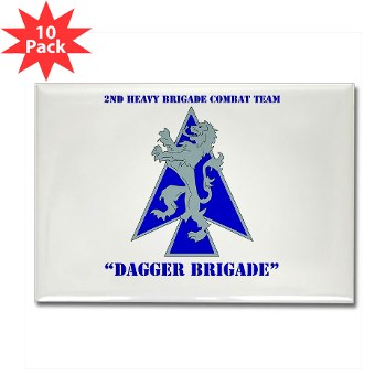 2HBCTDB - M01 - 01 - DUI - 2nd HBCT - Dagger Brigade with text Rectangle Magnet (10 pack) - Click Image to Close