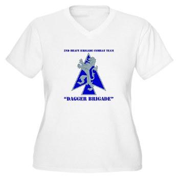 2HBCTDB - A01 - 04 - DUI - 2nd HBCT - Dagger Brigade with text Women's V-Neck T-Shirt