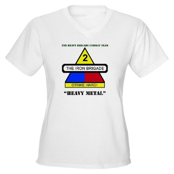 2BCTHM - A01 - 04 - DUI - 2nd BCT Heavy Metal with Text Women's V-Neck T-Shirt - Click Image to Close