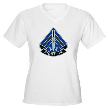 2HBCTSTB - A01 - 04 - DUI - 2nd BCT - Special Troops Bn - Women's V-Neck T-Shirt - Click Image to Close