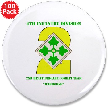 2HBCTW - M01 - 01 - DUI - 2nd Heavy BCT - Warhorse with Text - 3.5" Button (100 pack)