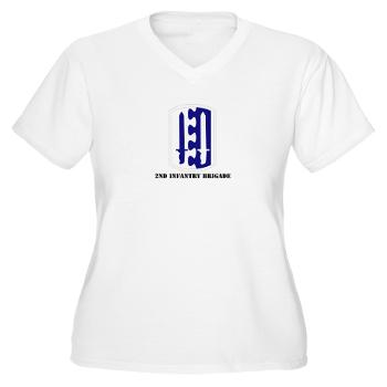 2IB - A01 - 04 - SSI - 2nd Infantry Brigade with Text - Women's V-Neck T-Shirt